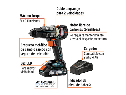 Taladro Rotomartillo Inalámbrico Truper MAX 20V 101453 con 2 Baterías - Foto 2 | aztools.co