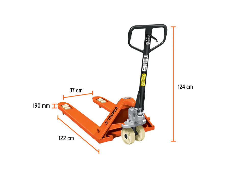 Estibador 3 Toneladas Truper 15083, Ruedas de Nylon Ultra Resistentes, Elevación Máxima 190mm  - Foto 2 | aztools.co