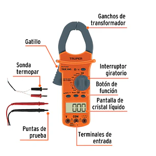Pinza Voltiamperimétrica Digital Truper 10404 - 60A a 1000A - Funciones Avanzadas - Uso Profesional