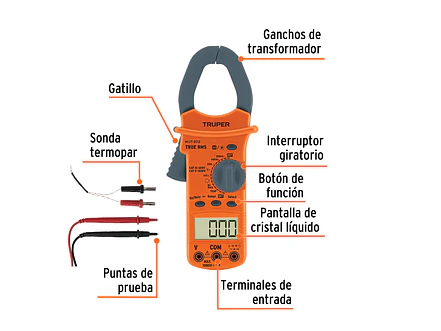 Pinza Voltiamperimétrica Digital Truper 10404 - 60A a 1000A - Funciones Avanzadas - Uso Profesional - Foto 2 | aztools.co