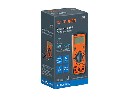 Multímetro Digital Básico Truper 10401 - Uso Básico - Especificaciones Detalladas - Foto 3 | aztools.co
