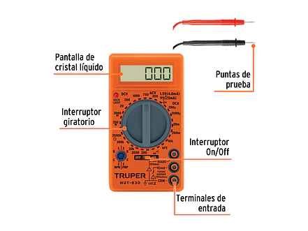 Multímetro Digital Escolar Truper 10400 - Uso Educativo - Especificaciones Básicas - Foto 2 | aztools.co