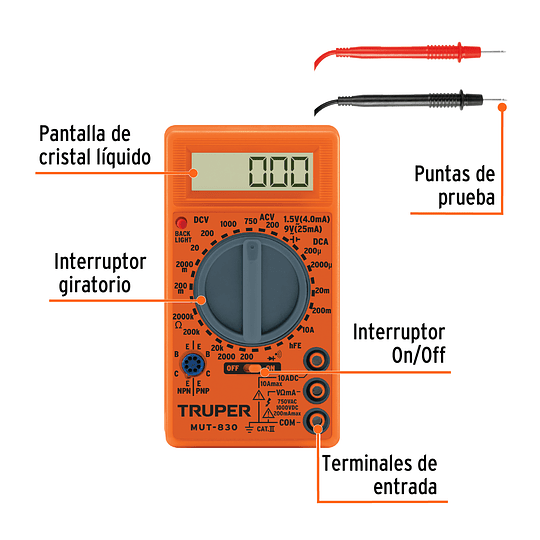 Multímetro Digital Escolar Truper 10400 - Uso Educativo - Especificaciones Básicas