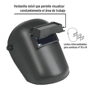 Careta para Soldar Pretul 26005 - Polipropileno - Ventanilla Móvil - Lentes Intercambiables