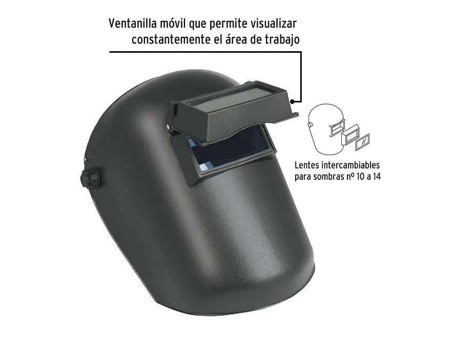Careta para Soldar Pretul 26005 - Polipropileno - Ventanilla Móvil - Lentes Intercambiables - Foto 2 | aztools.co