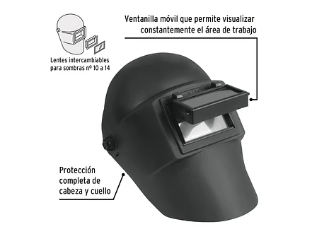Careta Soldar Ergonómica Truper 13729 - Nylon - Ventanilla Móvil - Protección Completa - Foto 3 | aztools.co