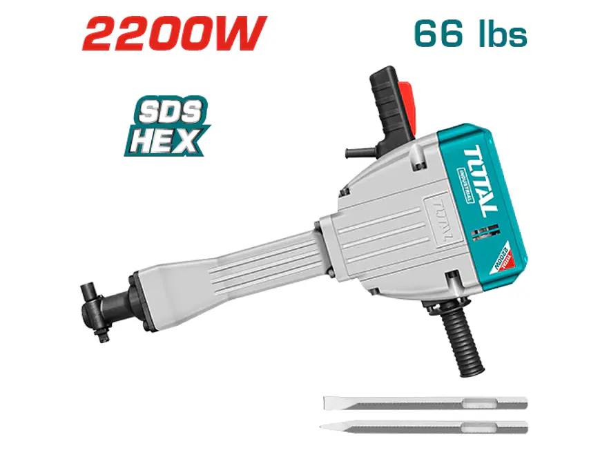 Martillo Demoledor Industrial TOTAL UTH220502 2200W 75 Joules SDS Hex - Foto 2 | aztools.co
