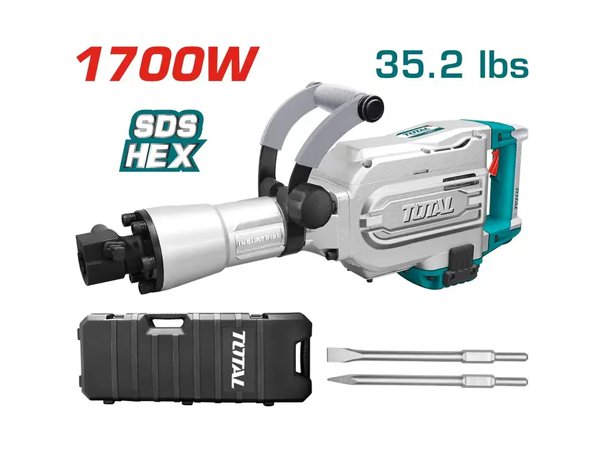 Martillo Demoledor Industrial TOTAL UTH215456 1700W 45 Joules SDS Hex - Foto 2 | aztools.co