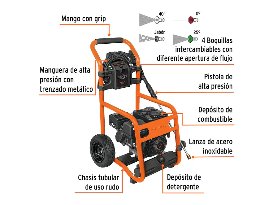 Hidrolavadora a gasolina, 2.800 PSI TRUPER 12908 - Foto 6 | aztools.co