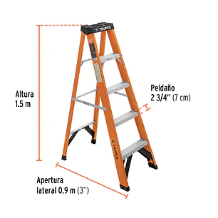 Escalera de tijera tipo ll Truper 100224 4 peldaños fibra de vidrio 