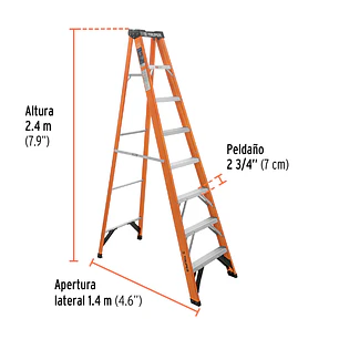 Escalera de tijera Truper 100227, tipo ll 7 peldaños, fibra de vidrio 