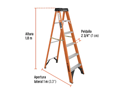 Escalera de tijera tipo ll Truper 100225 5 peldaños fibra de vidrio  - Foto 2 | aztools.co