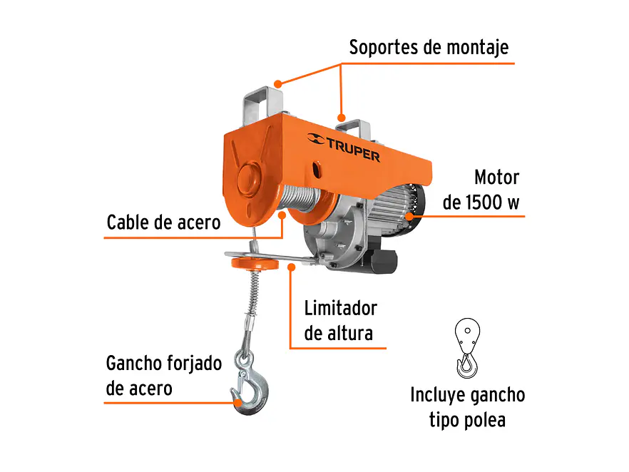 Diferencial eléctrico Truper 16848, 1000 kg  - Foto 3 | aztools.co