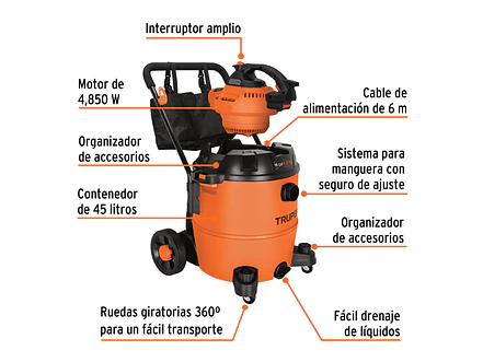 Aspiradora/Sopladora Truper 101522 de 16 galones  - Foto 2 | aztools.co