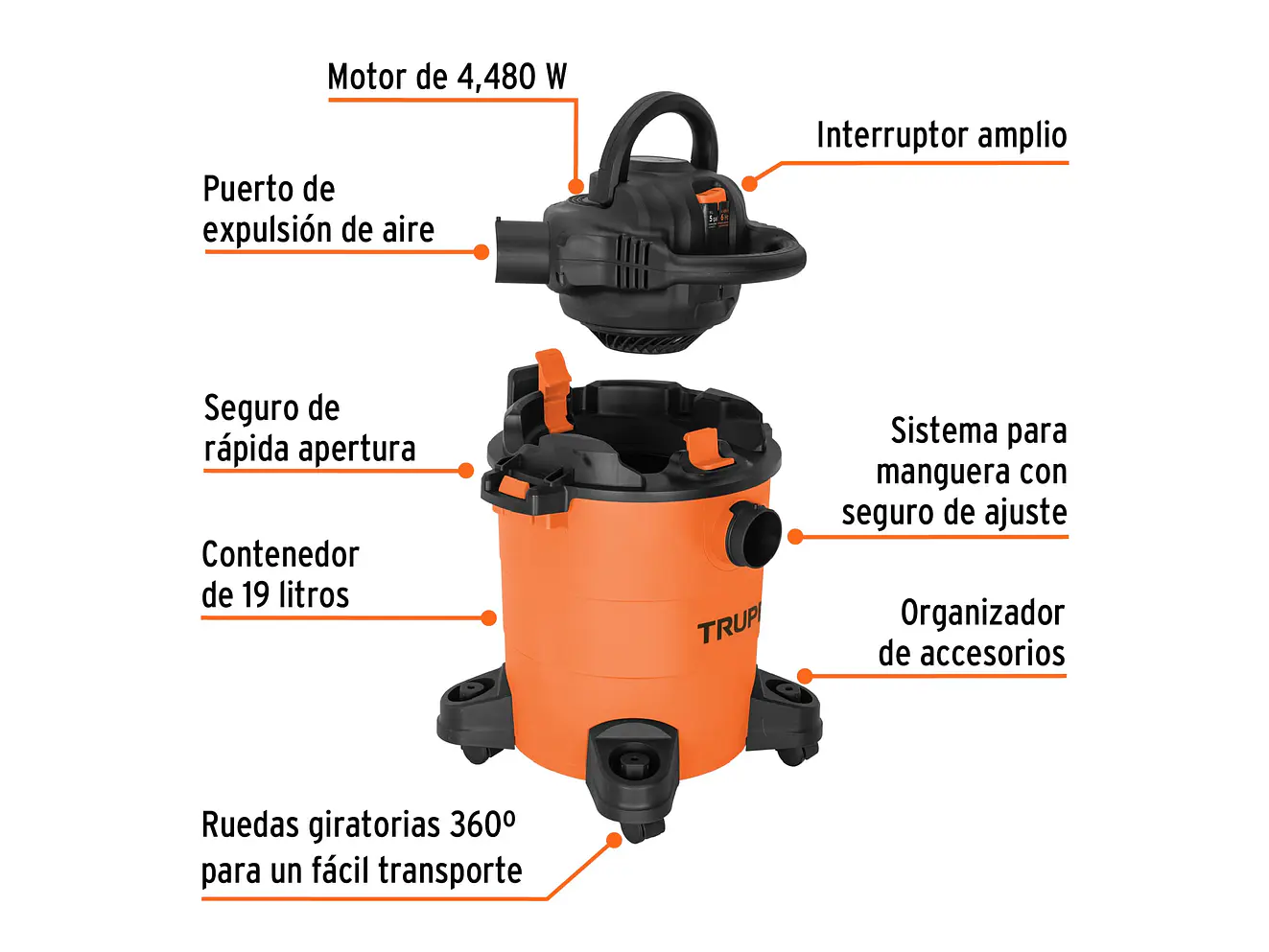 Aspiradora Sopladora de 5 galones Truper 101521 - Foto 2 | aztools.co