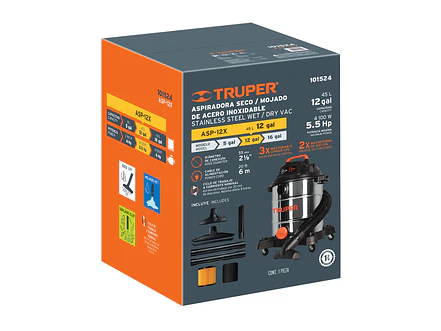 Aspiradora en acero inoxidable Truper 101524, 12 Galones - Foto 4 | aztools.co