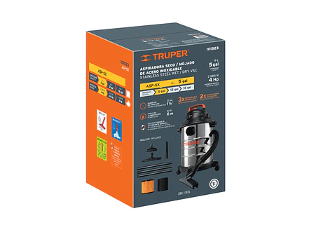 Aspiradora en acero inoxidable Truper 101523, 5 Galones - Foto 4 | aztools.co