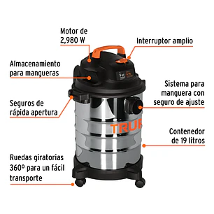Aspiradora en acero inoxidable Truper 101523, 5 Galones