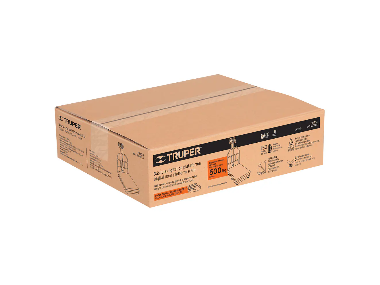 Báscula de plataforma Truper 15733, plegable, capacidad 500 kg