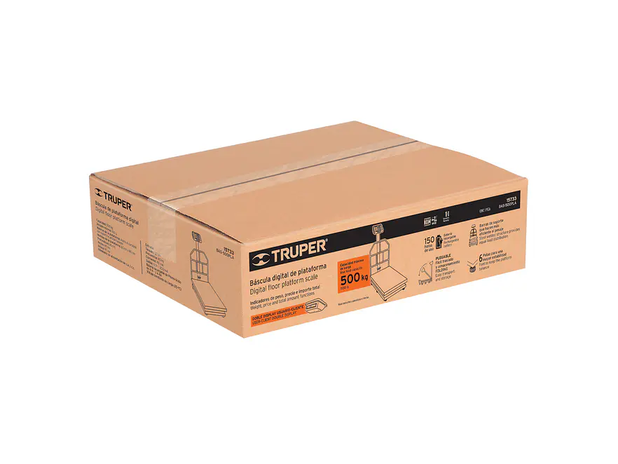 Báscula de plataforma Truper 15733, plegable, capacidad 500 kg