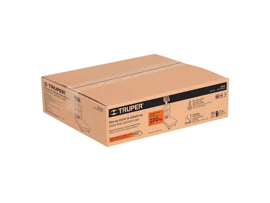 Báscula de plataforma Truper 15732, plegable, capacidad 200 kg