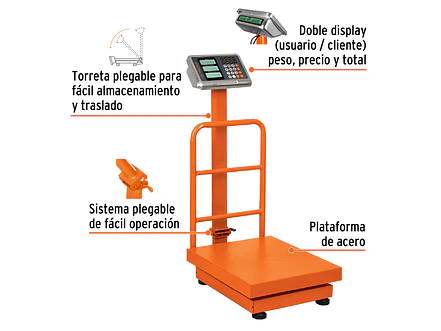 Báscula de plataforma Truper 15732, plegable, capacidad 200 kg