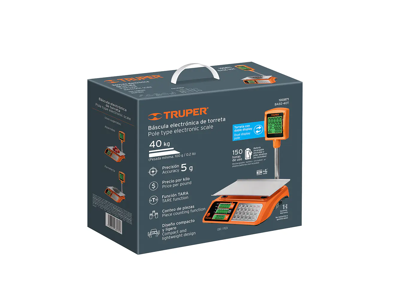 Báscula electrónica multifunciones con torreta Truper 100871, 40 kg