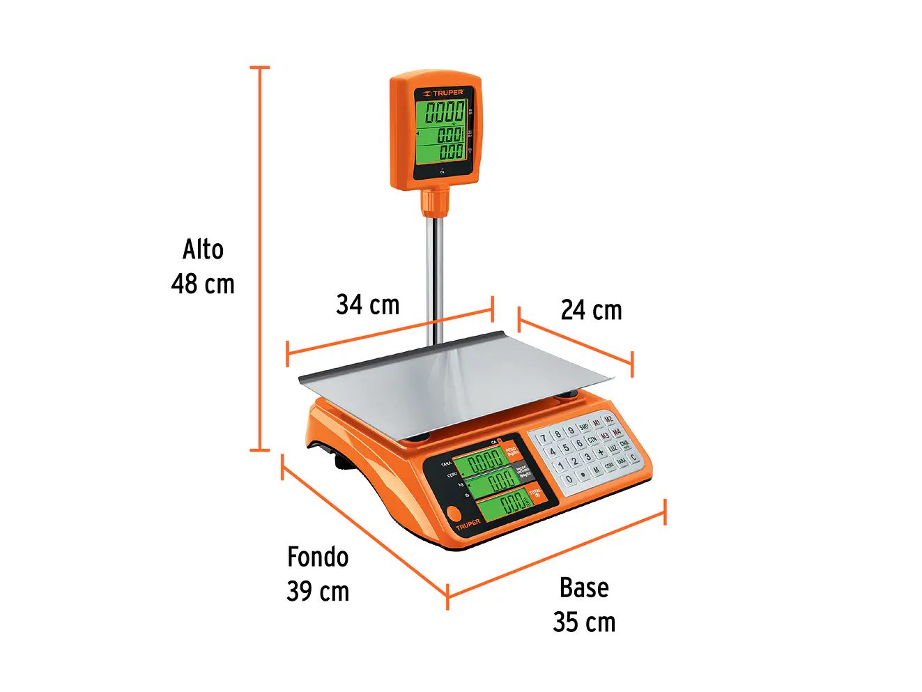 Báscula electrónica multifunciones con torreta Truper 100871, 40 kg