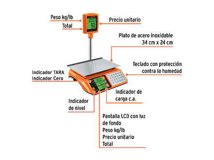 Báscula electrónica multifunciones con torreta Truper 100871, 40 kg