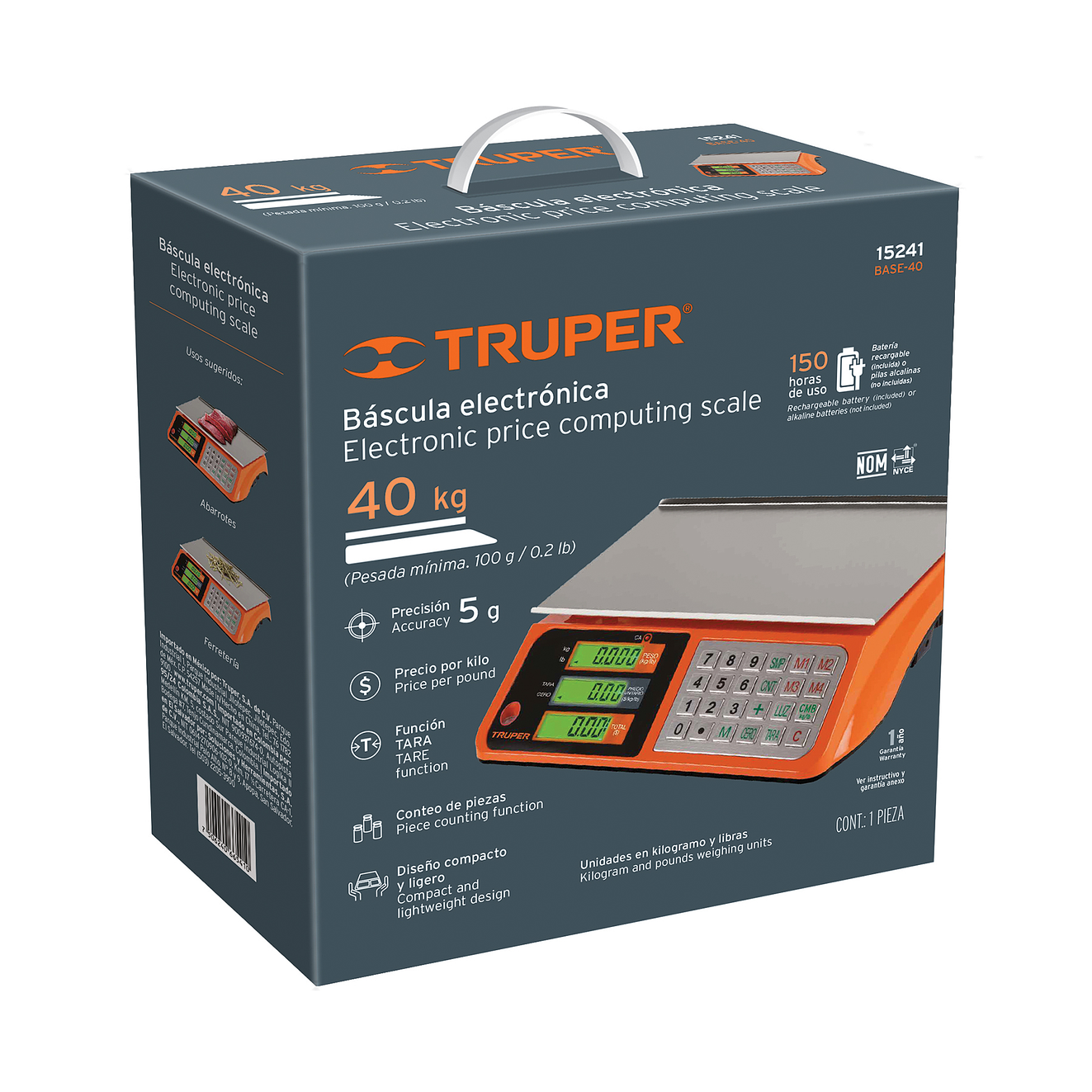 Báscula electrónica multifunciones Truper 15241 capacidad 40 kg  6