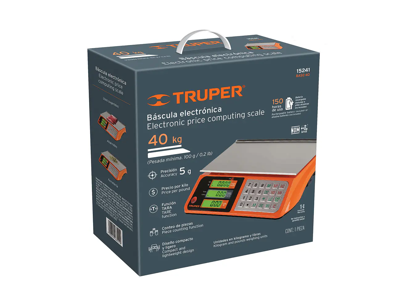 Báscula electrónica multifunciones Truper 15241 capacidad 40 kg  - Foto 6 | aztools.co