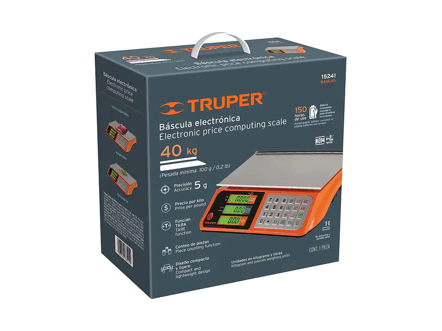 Báscula electrónica multifunciones Truper 15241 capacidad 40 kg  - Foto 6 | aztools.co