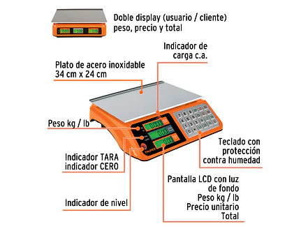 Báscula electrónica multifunciones Truper 15241 capacidad 40 kg  - Foto 4 | aztools.co