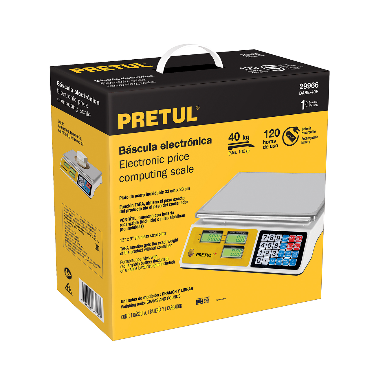 Báscula Pretul electrónica multifunciones Pretul 29966 capacidad 40 kg  6