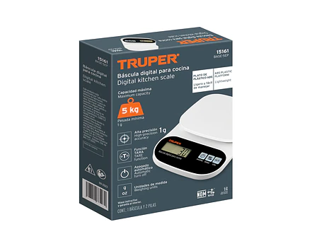 Báscula digital base plástica para cocina Truper 15161,  capacidad 5kg  - Foto 6 | aztools.co