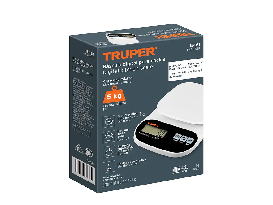 Báscula digital base plástica para cocina Truper 15161,  capacidad 5kg  - Foto 6 | aztools.co