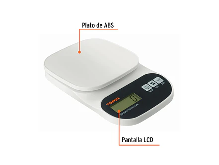 Báscula digital base plástica para cocina Truper 15161,  capacidad 5kg  - Foto 3 | aztools.co