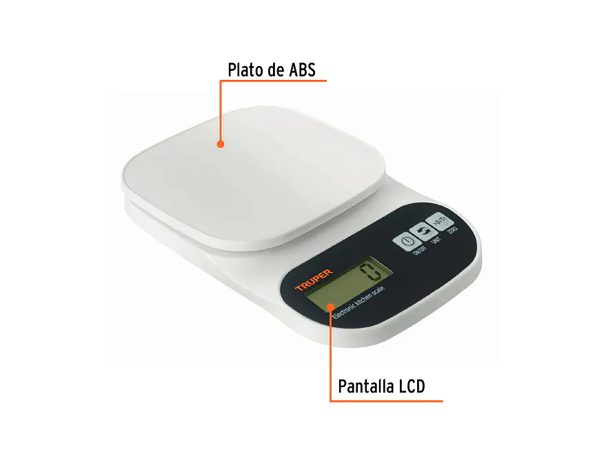 Báscula digital base plástica para cocina Truper 15161,  capacidad 5kg  - Foto 3 | aztools.co