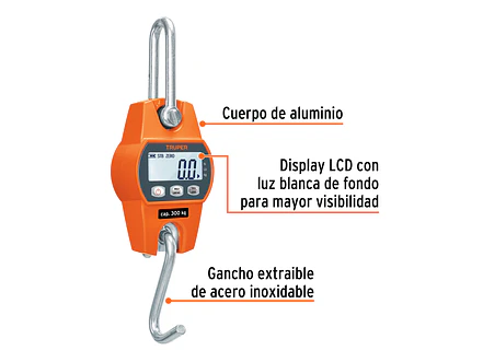 Báscula electrónica colgante Truper 100788, 300 kg