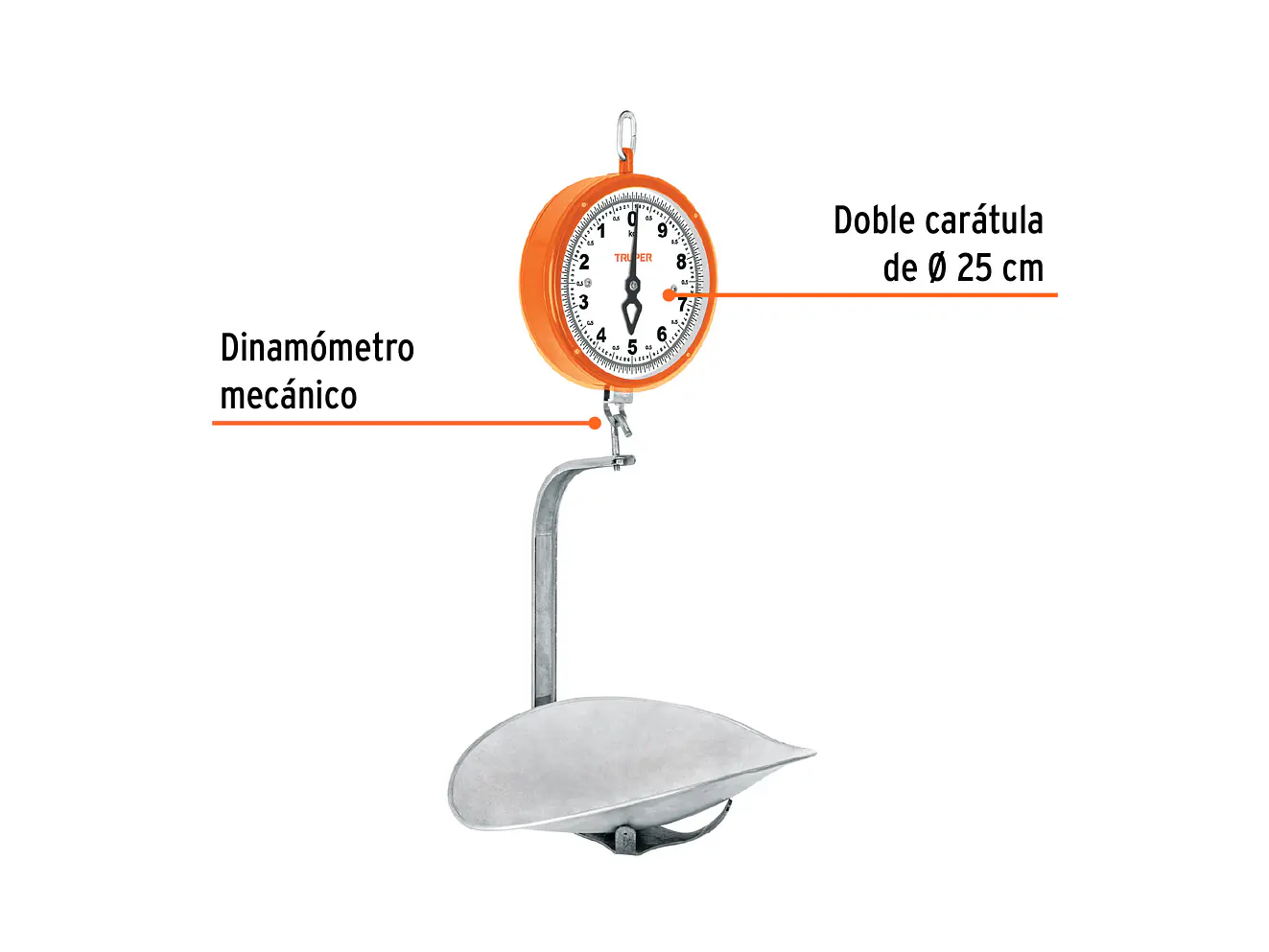 Báscula mecánica colgante, 10 kg