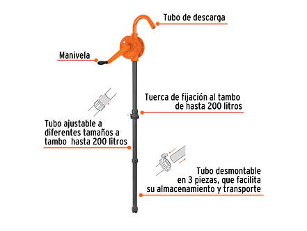 Bomba extractora de ácidos Truper 16856, con manivela, 28 L  - Foto 3 | aztools.co