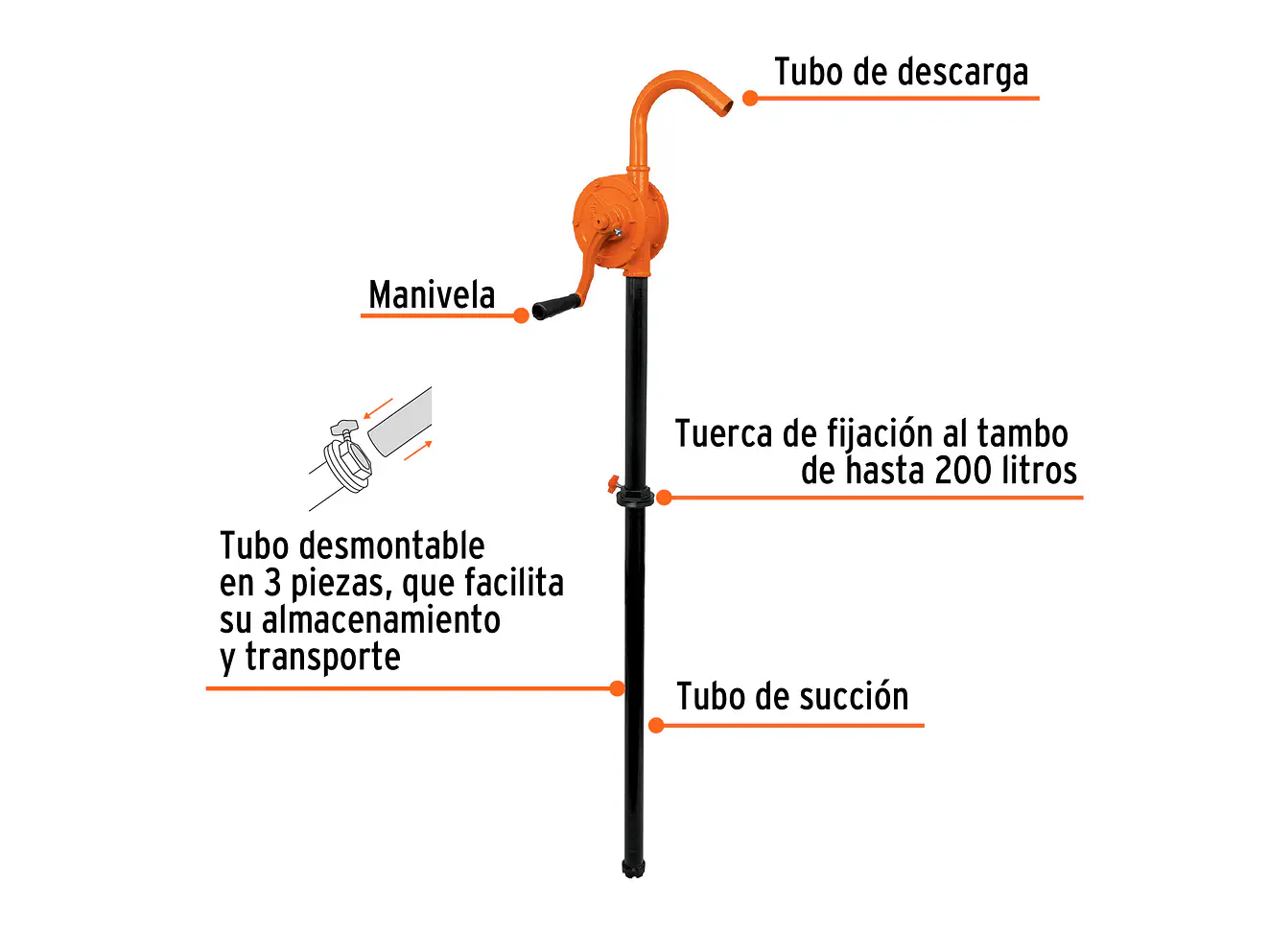 Bomba extractora de aceite Truper 10067, con manivela, 25 L  - Foto 3 | aztools.co