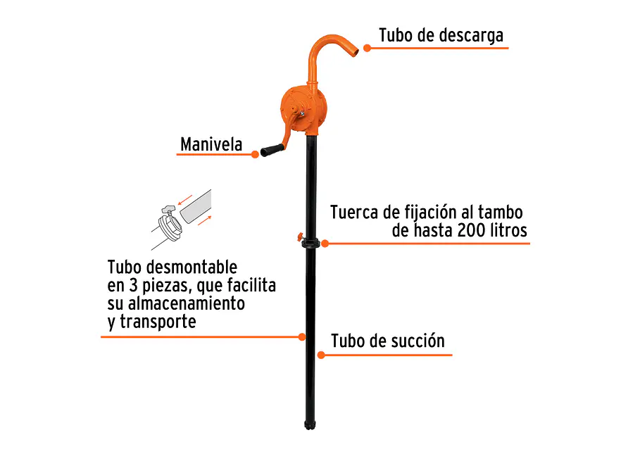 Bomba extractora de aceite Truper 10067, con manivela, 25 L  - Foto 3 | aztools.co