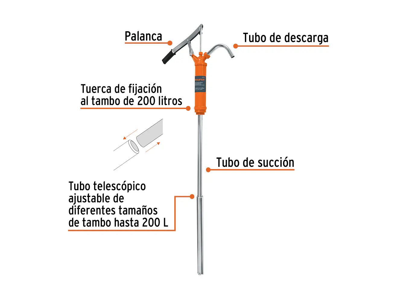 Bomba extractora de aceites Truper 16857, con palanca, 31 L  - Foto 3 | aztools.co
