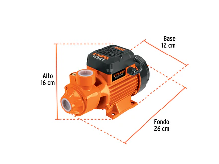 Bomba Eléctrica Periférica Truper 10068: 1/2 HP, 45m altura, 42 L/min flujo, 8m succión, 3,450 rpm.  - Foto 3 | aztools.co
