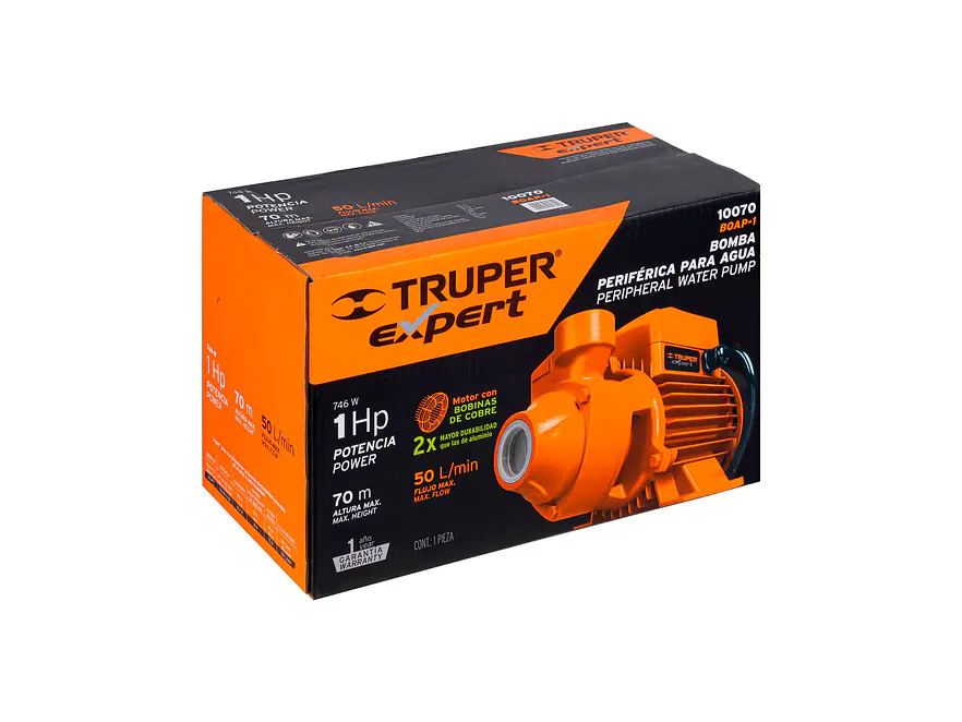 Bomba eléctrica periférica para agua 1 HP, Truper 10070 BOAP-1 - Foto 6 | aztools.co