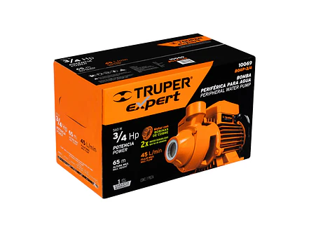 Bomba Eléctrica Periférica Truper 10069 de 3/4 HP Flujo Máximo de 45 L/min - Altura Máxima de 65 m - Foto 6 | aztools.co