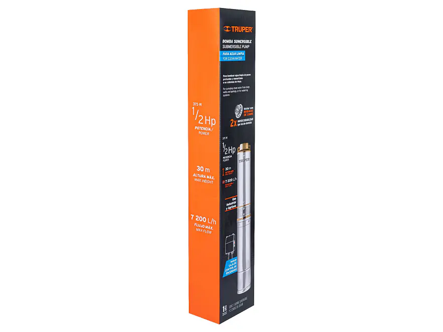 Bomba Sumergible Truper 16933 Tipo Lapicero de 1.1/4, 1/2 HP  - Altura Máxima de Bombeo de 30m - Foto 5 | aztools.co