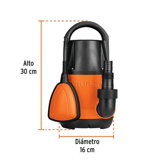 Bomba Sumergible Agua Limpia 3/4 HP Truper 12600 Altura Máx. 8.5m