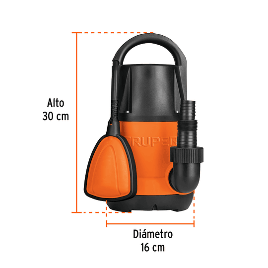 Bomba Sumergible Agua Limpia 1/2 HP Truper 12601 Altura Máx. 8m